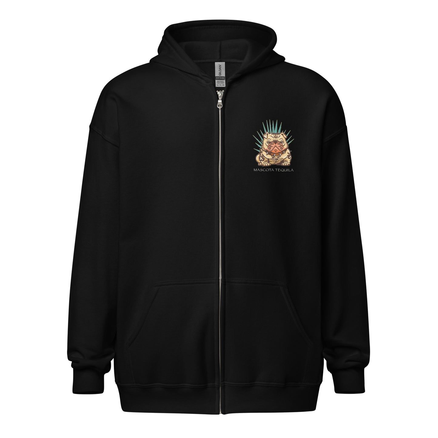 Mascota Añejo Pup, Black Unisex Heavy Blend Zip Hoodie